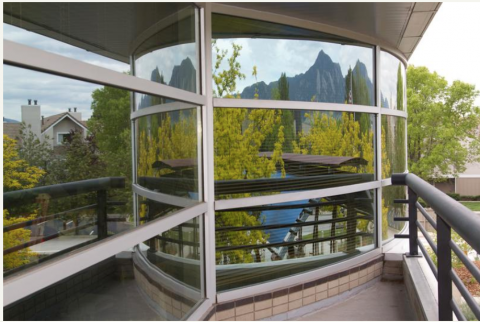 UCAR Building with Mountain Reflection in Windows